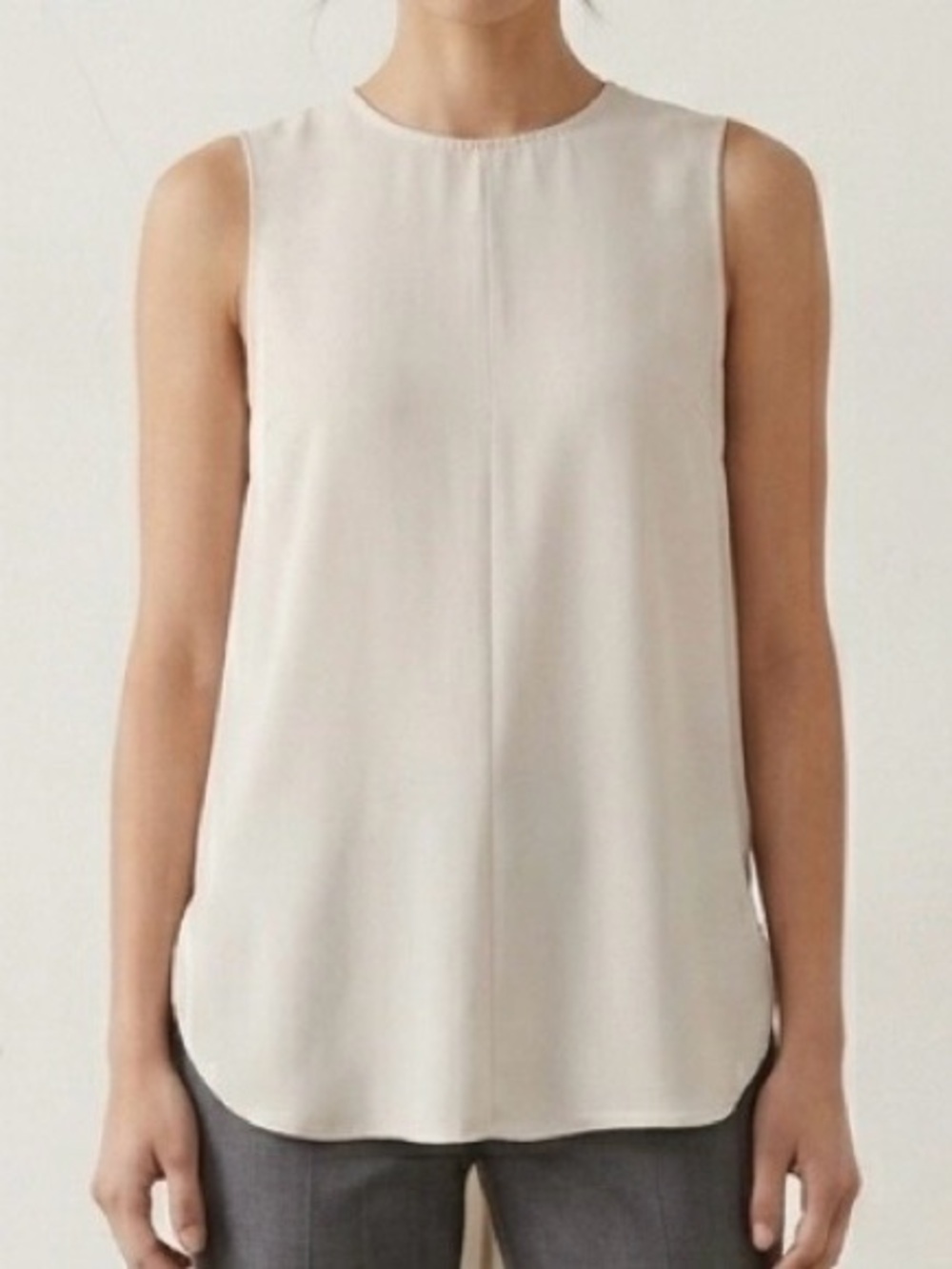 Babaton Off-White Sleeveless High-Low Blouse Women’s XS Minimalist Quiet Luxury